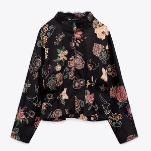 Floral print satin effect blouse
